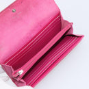 CHANEL Matelasse Long Wallet Caviar Skin Pink Silver CC Auth 201551-18