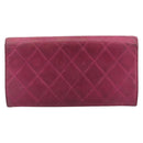 CHANEL Matelasse Long Wallet Caviar Skin Pink Silver CC Auth 201551-3