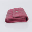 CHANEL Matelasse Long Wallet Caviar Skin Pink Silver CC Auth 201551-4