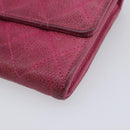 CHANEL Matelasse Long Wallet Caviar Skin Pink Silver CC Auth 201551-8