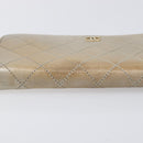 CHANEL Matelasse Long Wallet Lamb Skin Champagne Gold CC Auth 201554-10