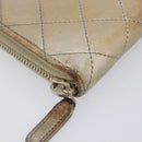 CHANEL Matelasse Long Wallet Lamb Skin Champagne Gold CC Auth 201554-12