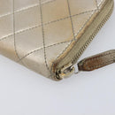 CHANEL Matelasse Long Wallet Lamb Skin Champagne Gold CC Auth 201554-13
