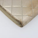 CHANEL Matelasse Long Wallet Lamb Skin Champagne Gold CC Auth 201554-14
