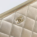 CHANEL Matelasse Long Wallet Lamb Skin Champagne Gold CC Auth 201554-16
