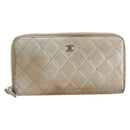 CHANEL Matelasse Long Wallet Lamb Skin Champagne Gold CC Auth 201554-2