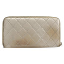 CHANEL Matelasse Long Wallet Lamb Skin Champagne Gold CC Auth 201554-3