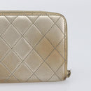 CHANEL Matelasse Long Wallet Lamb Skin Champagne Gold CC Auth 201554-4