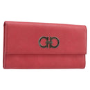 Salvatore Ferragamo Gancini Long Wallet Leather Pink Silver Auth 201562A-1