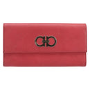 Salvatore Ferragamo Gancini Long Wallet Leather Pink Silver Auth 201562A-13