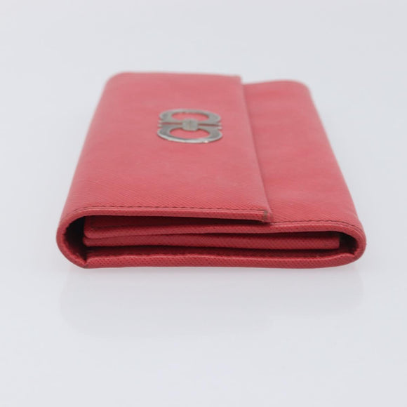 Salvatore Ferragamo Gancini Long Wallet Leather Pink Silver Auth 201562A