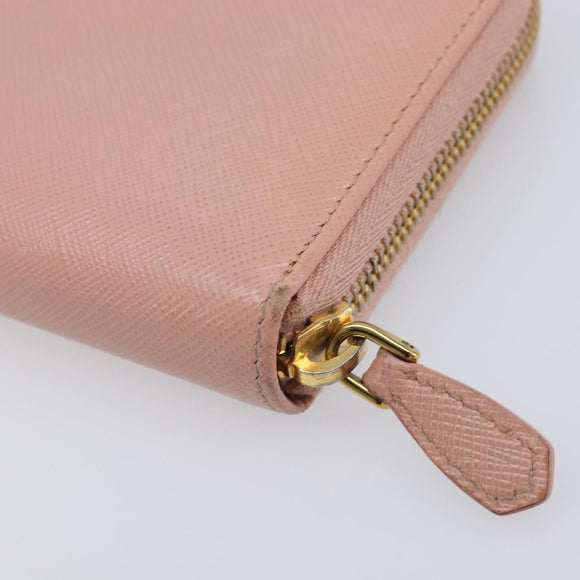 PRADA Long Wallet Safiano Leather Pink Gold Auth 201563A