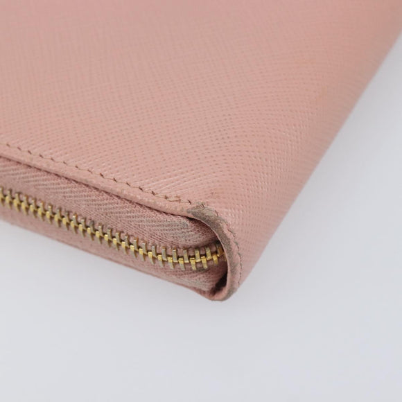 PRADA Long Wallet Safiano Leather Pink Gold Auth 201563A