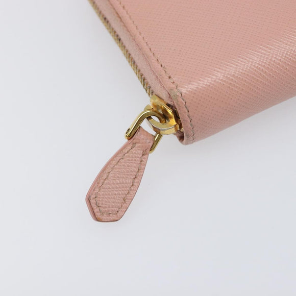 PRADA Long Wallet Safiano Leather Pink Gold Auth 201563A