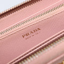 PRADA Long Wallet Safiano Leather Pink Gold Auth 201563A-19