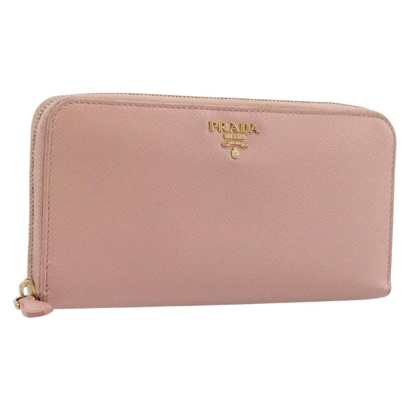 PRADA Long Wallet Safiano Leather Pink Gold Auth 201563A