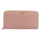 PRADA Long Wallet Safiano Leather Pink Gold Auth 201563A-13