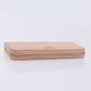 PRADA Long Wallet Safiano Leather Pink Gold Auth 201563A-5