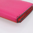 FENDI Selleria Peek A Boo Compact Wallet Leather Pink Gold Auth 201572A-15