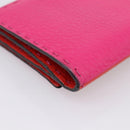 FENDI Selleria Peek A Boo Compact Wallet Leather Pink Gold Auth 201572A-16