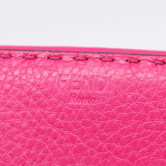 FENDI Selleria Peek A Boo Compact Wallet Leather Pink Gold Auth 201572A