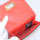 FENDI Selleria Peek A Boo Compact Wallet Leather Pink Gold Auth 201572A-10