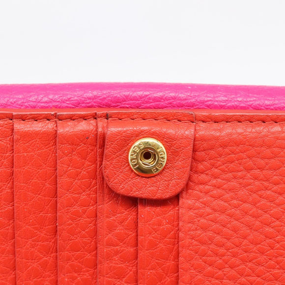 FENDI Selleria Peek A Boo Compact Wallet Leather Pink Gold Auth 201572A