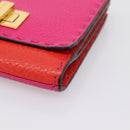 FENDI Selleria Peek A Boo Compact Wallet Leather Pink Gold Auth 201572A-7