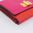 FENDI Selleria Peek A Boo Compact Wallet Leather Pink Gold Auth 201572A-14