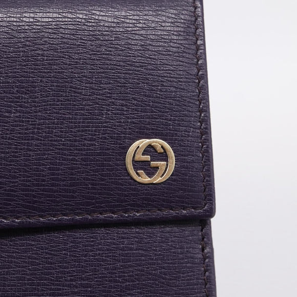 GUCCI Bifold Wallet Leather Navy Gold Beige 309704 Auth 201573V