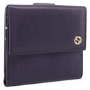 GUCCI Bifold Wallet Leather Navy Gold Beige 309704 Auth 201573V-1