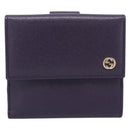 GUCCI Bifold Wallet Leather Navy Gold Beige 309704 Auth 201573V-2