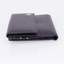 GUCCI Bifold Wallet Leather Navy Gold Beige 309704 Auth 201573V-4
