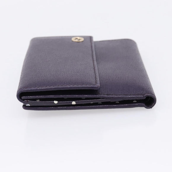 GUCCI Bifold Wallet Leather Navy Gold Beige 309704 Auth 201573V