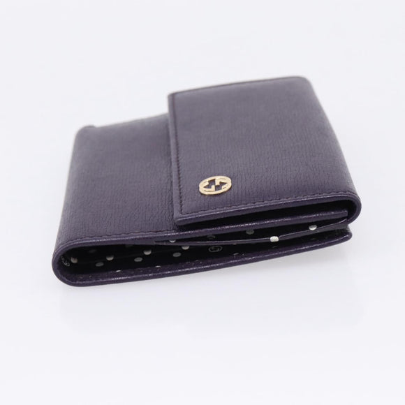 GUCCI Bifold Wallet Leather Navy Gold Beige 309704 Auth 201573V