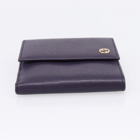 GUCCI Bifold Wallet Leather Navy Gold Beige 309704 Auth 201573V
