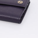 GUCCI Bifold Wallet Leather Navy Gold Beige 309704 Auth 201573V-8
