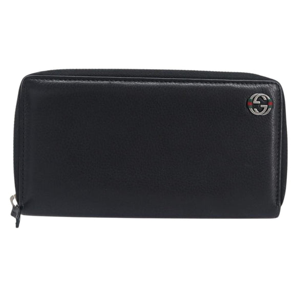 GUCCI Interlocking Web Sherry Line Wallet Leather Black 308796 Auth 201574V