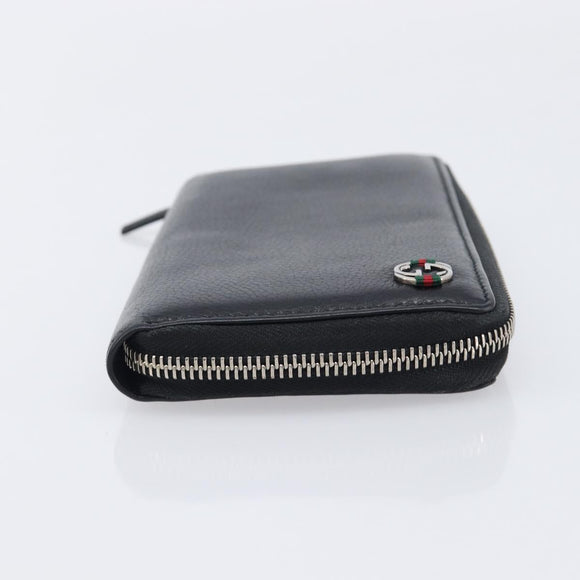 GUCCI Interlocking Web Sherry Line Wallet Leather Black 308796 Auth 201574V