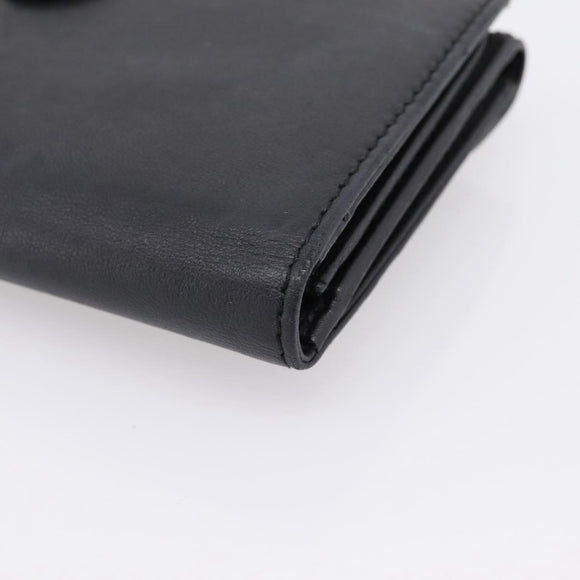 Christian Dior Long Wallet Leather Black Silver Auth 201593