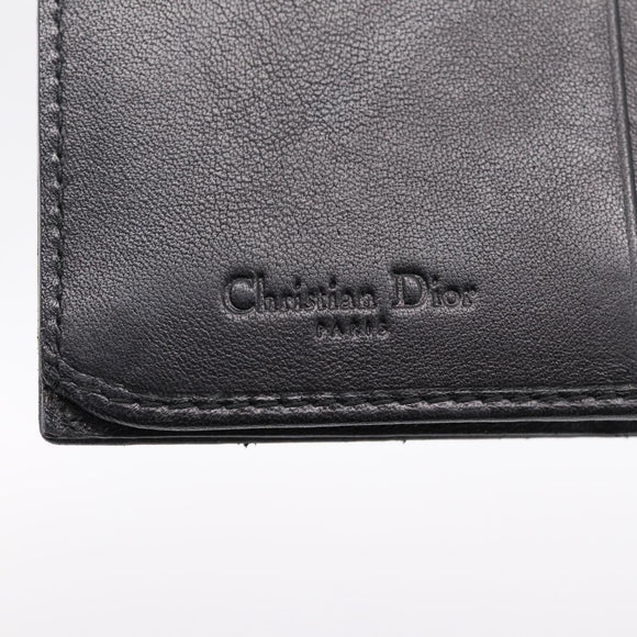 Christian Dior Long Wallet Leather Black Silver Auth 201593