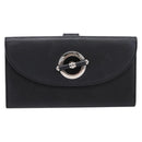 Christian Dior Long Wallet Leather Black Silver Auth 201593-13