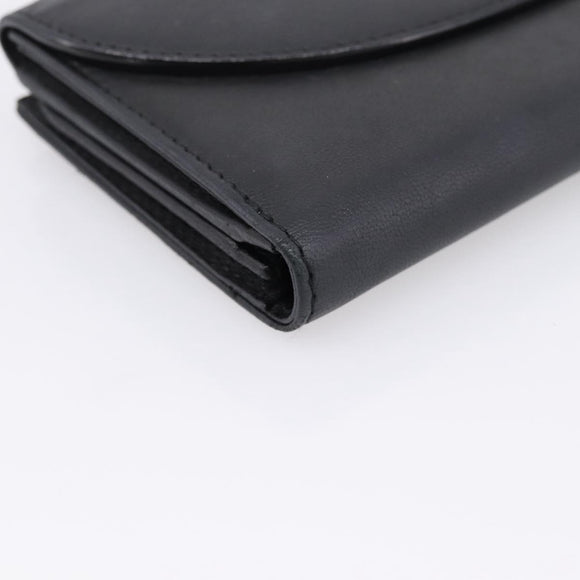 Christian Dior Long Wallet Leather Black Silver Auth 201593