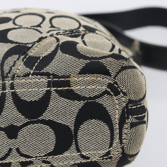 Coach Signature Shoulder Bag Canvas Black Gold Auth 201694A