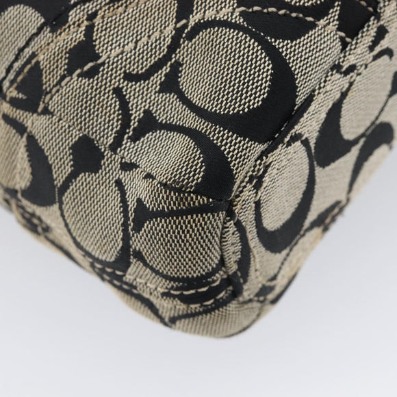 Coach Signature Shoulder Bag Canvas Black Gold Auth 201694A