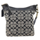Coach Signature Shoulder Bag Canvas Black Gold Auth 201694A-2