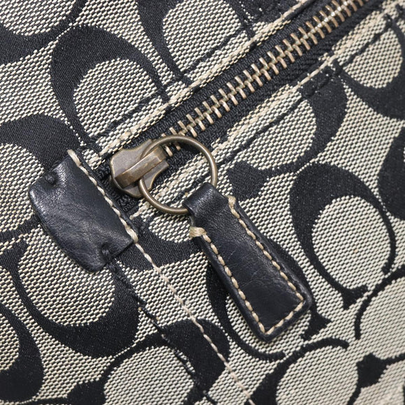 Coach Signature Shoulder Bag Canvas Black Gold Auth 201694A