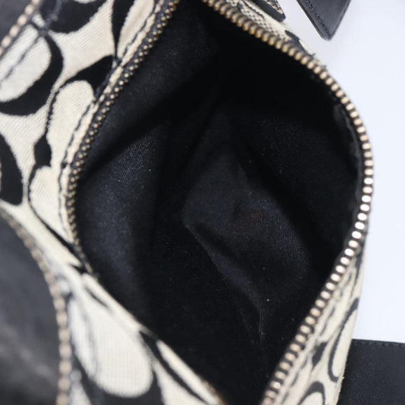 Coach Signature Shoulder Bag Canvas Black Gold Auth 201694A