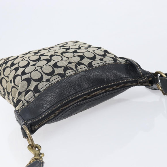 Coach Signature Shoulder Bag Canvas Black Gold Auth 201694A