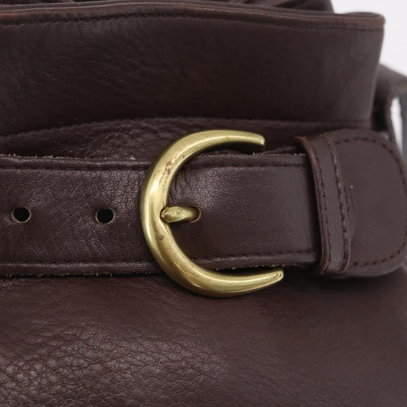 Coach Shoulder Bag Leather Brown Gold Auth 201696A